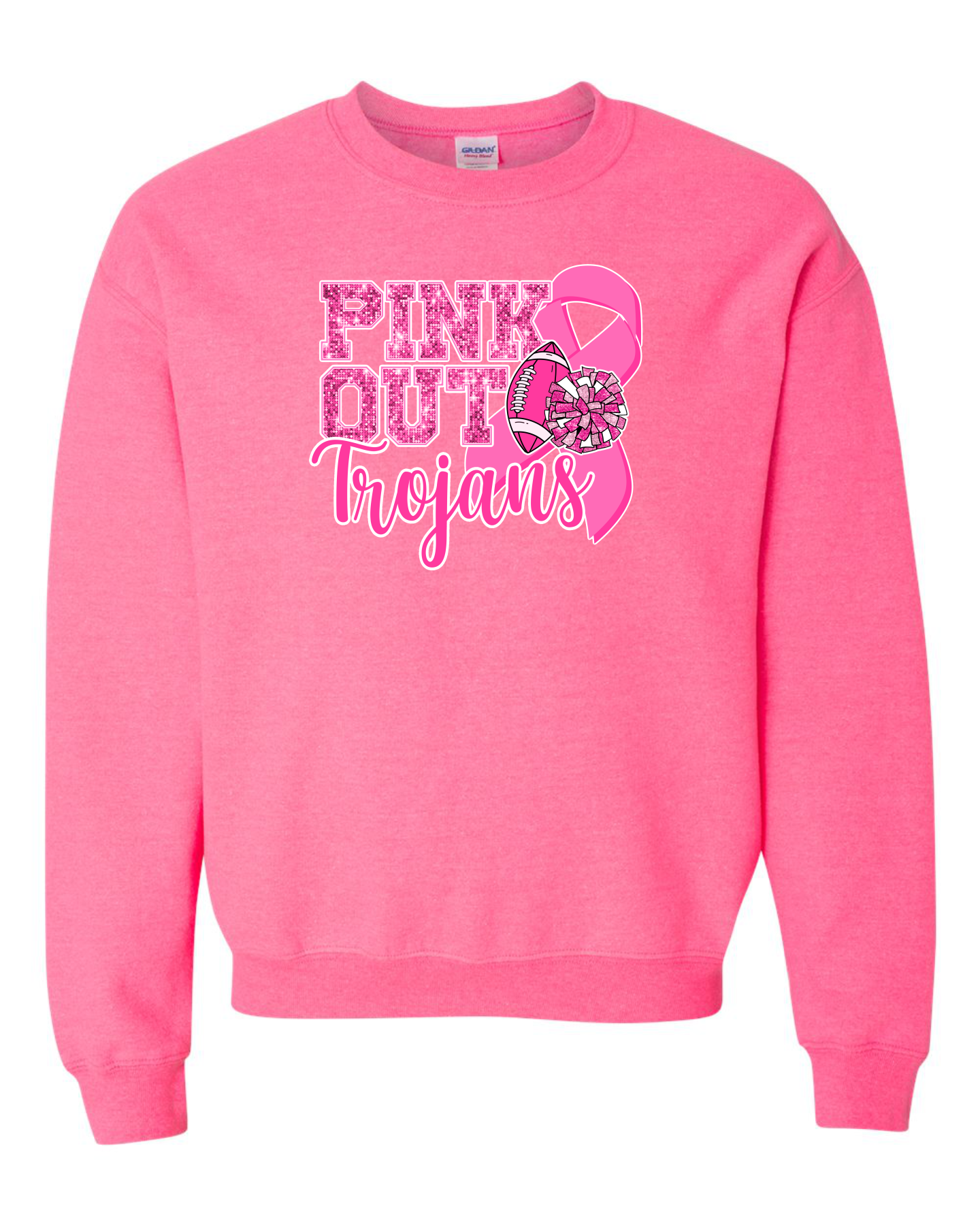 Pink Out Trojans Crewneck Sweatshirt