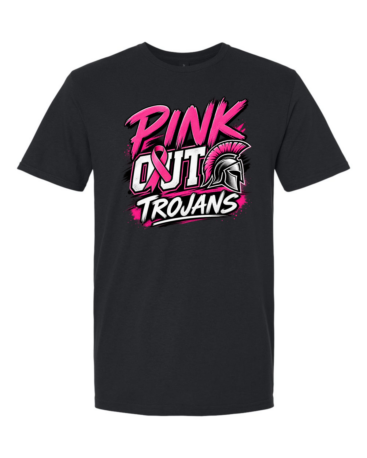 Short Sleeve Trojan Pinkout Ribbon Tee - Black