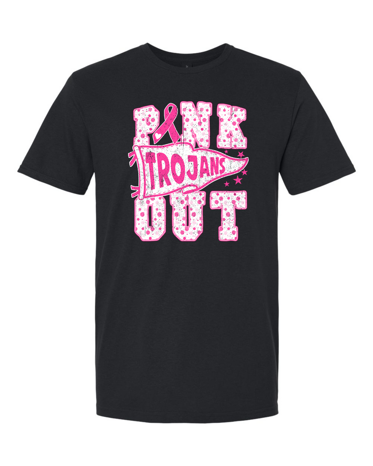 Short Sleeve Trojan Pinkout Flag Tee - Black