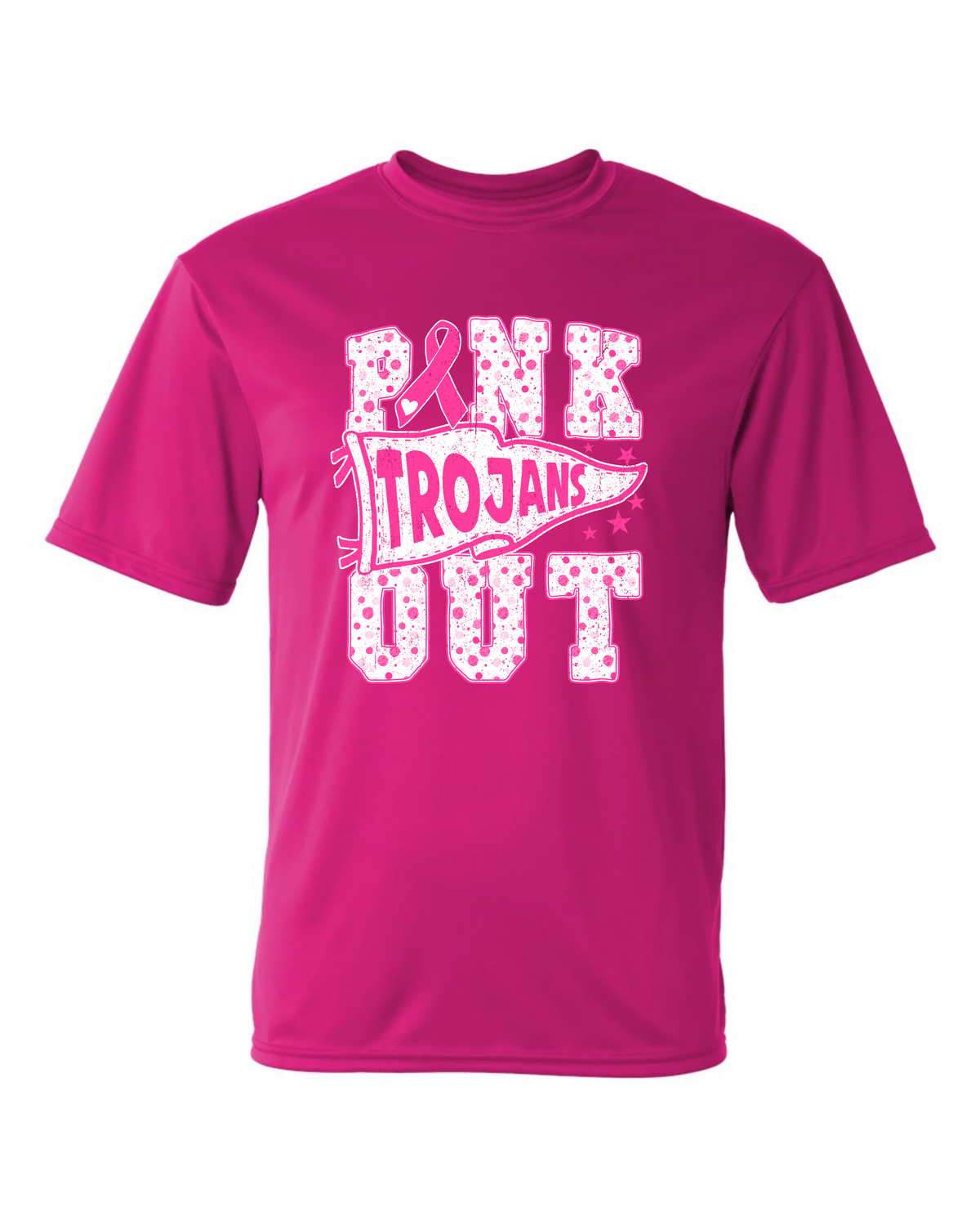 Short Sleeve Trojan Pinkout Flag Tee - Dark Pink Dri Fit