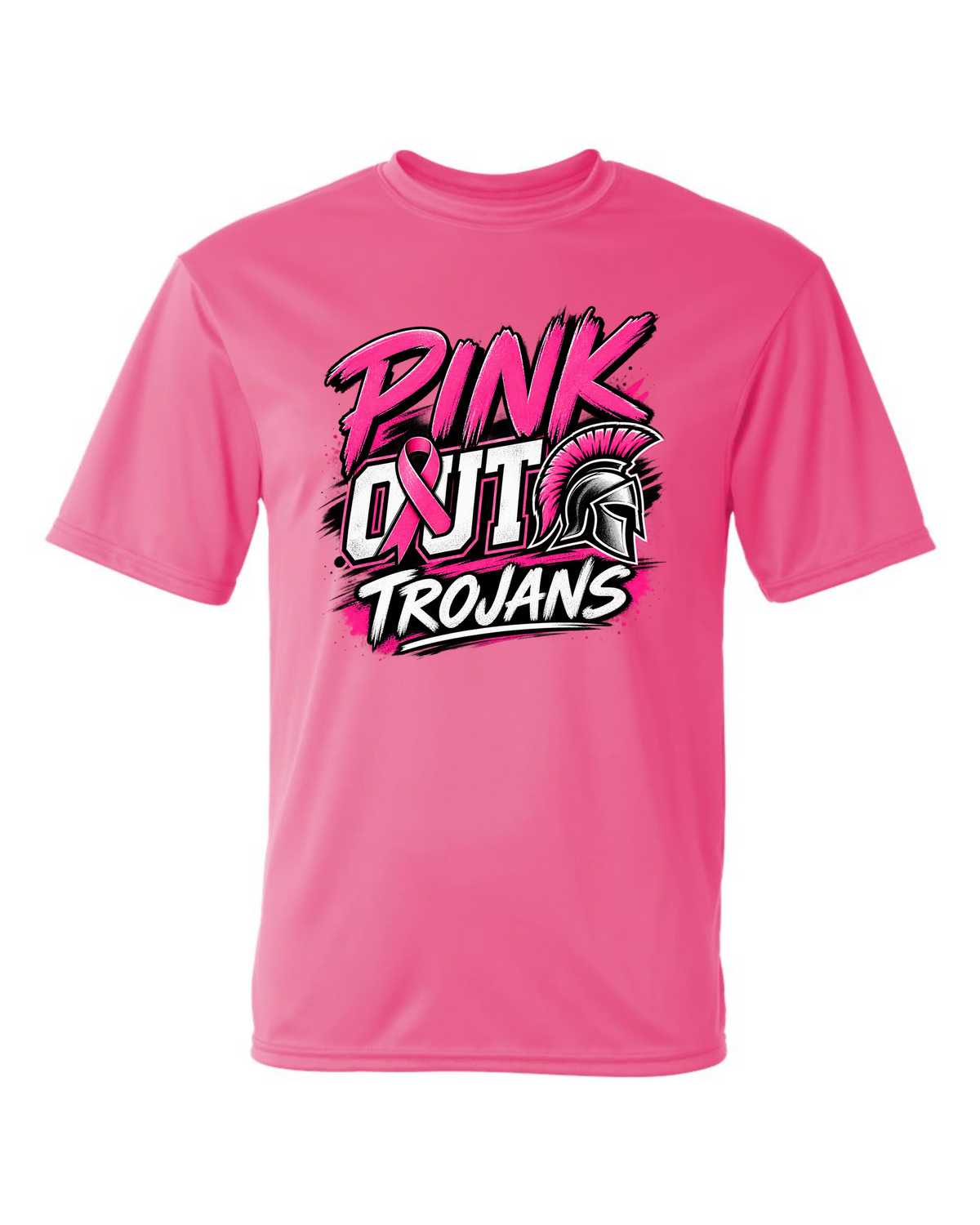Short Sleeve Trojan Pinkout Ribbon Tee - Light Pink Dri Fit