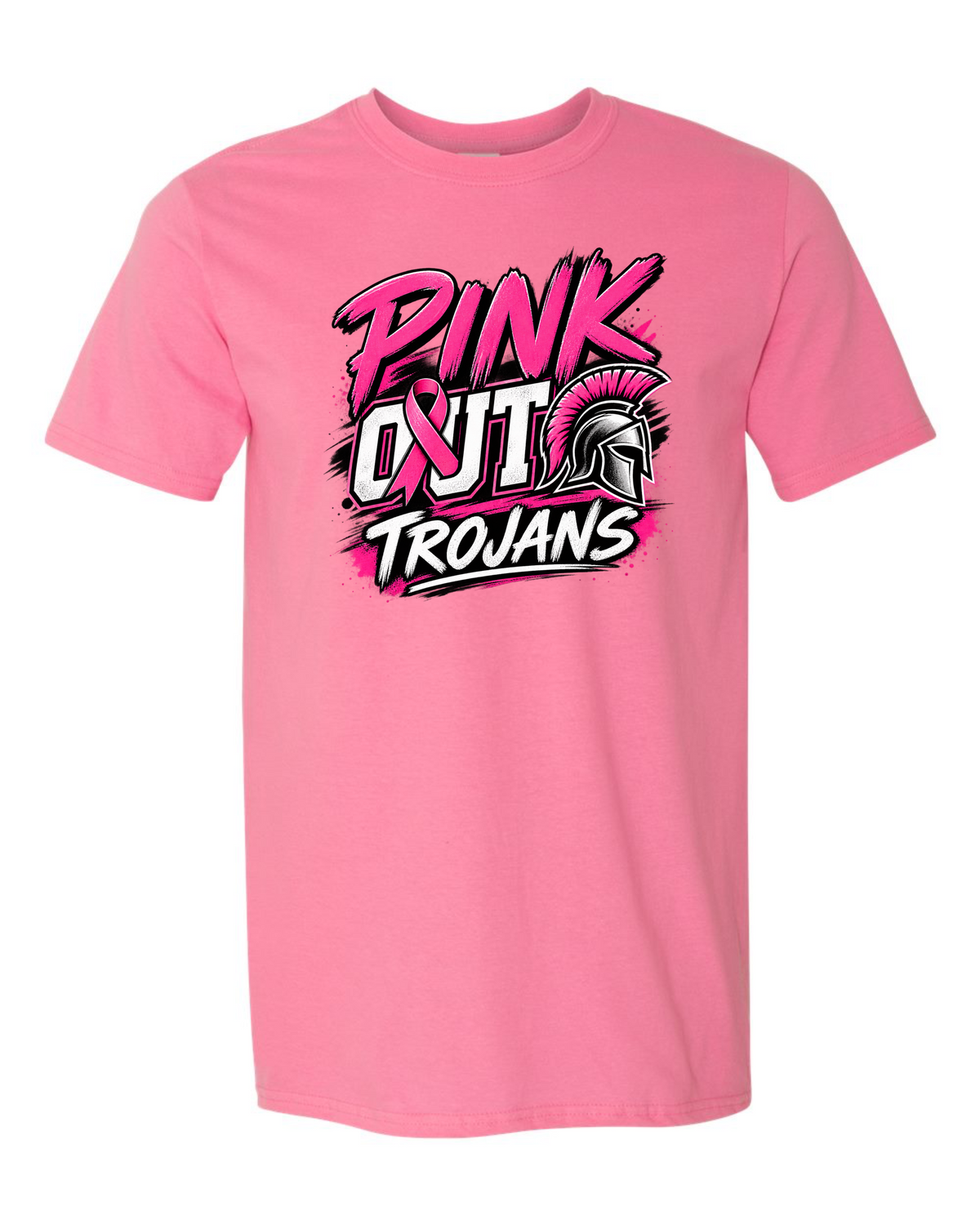 Short Sleeve Trojan Pinkout Ribbon Tee - Pink