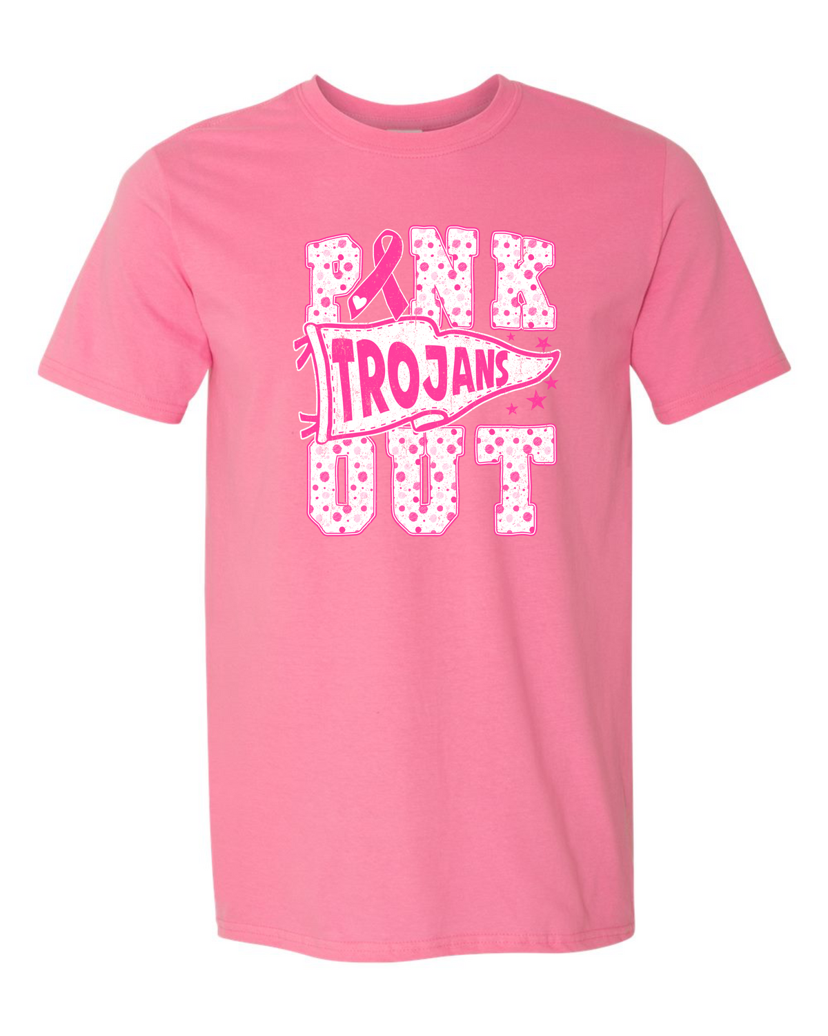 Short Sleeve Trojan Pinkout Flag Tee -  Pink