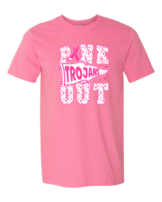 Short Sleeve Trojan Pinkout Flag Tee -  Light Pink Cotton Tee