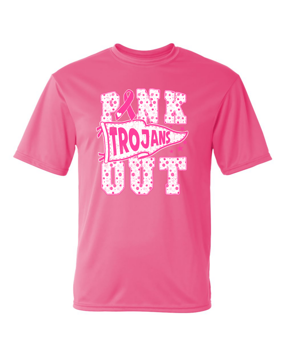 Short Sleeve Trojan Pinkout Flag Tee - Light Pink Dri Fit